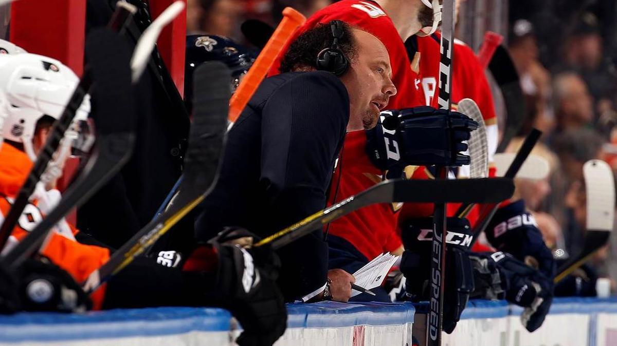 Florida Panthers broadcaster Randy Moller said he was hit by three errant pucks in one recent game, and he still regrets the time Panthers left winger Jonathan Huberdeau came over the boards and ruined Moller’s thousand-dollar suit.