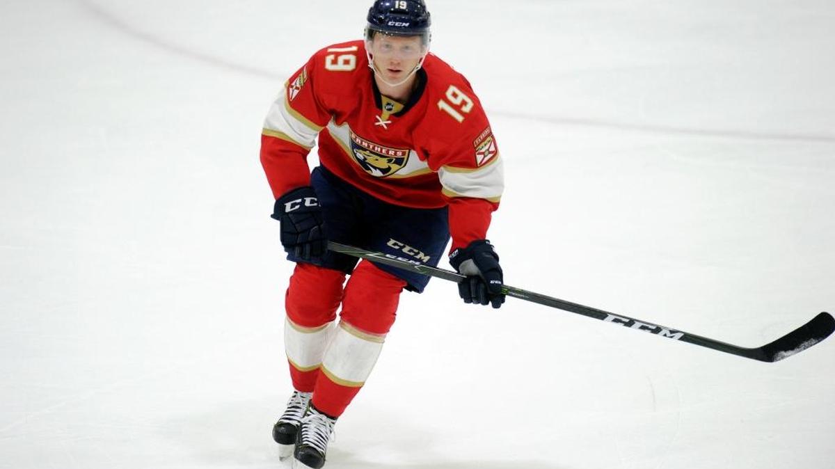 Florida Panthers defenseman Mike Matheson skates against the New Jersey Devils in a preseason game last weekend.