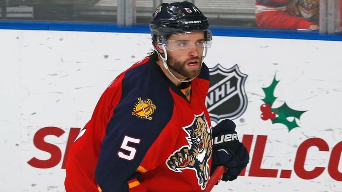Florida Panthers defenseman Aaron Ekblad (5) skates during the third period against the Vancouver Canucks, Sunday, Dec. 20, 2015, in Sunrise, Fla.