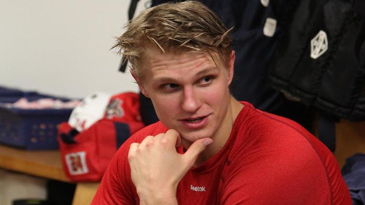 
Nick Bjugstad of the Florida Panthers practices on Friday, September 18, 2015.
