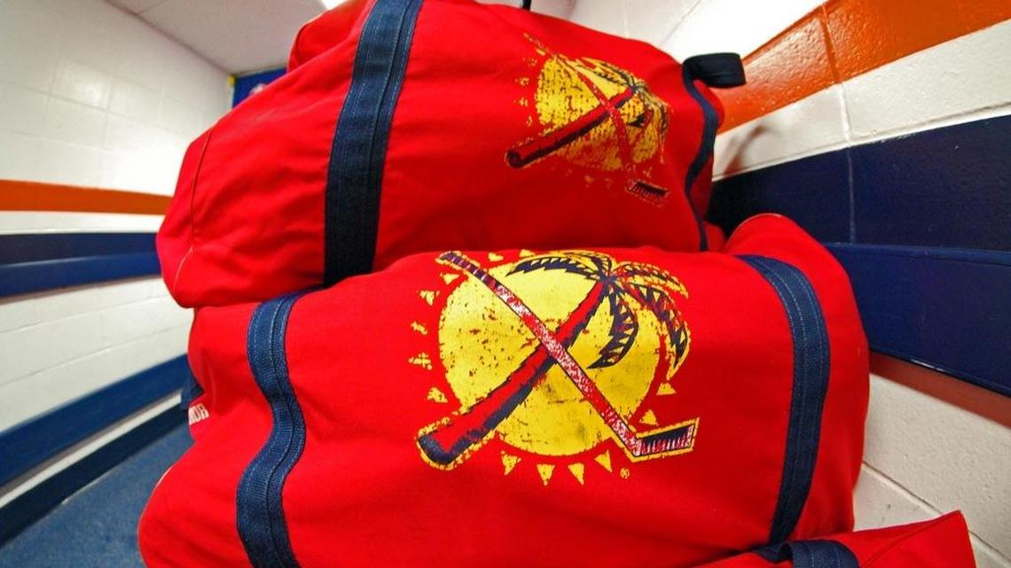 The Florida Panthers’ bags are packed as they leave the Nassau Coliseum in New York for the final time in 2015.