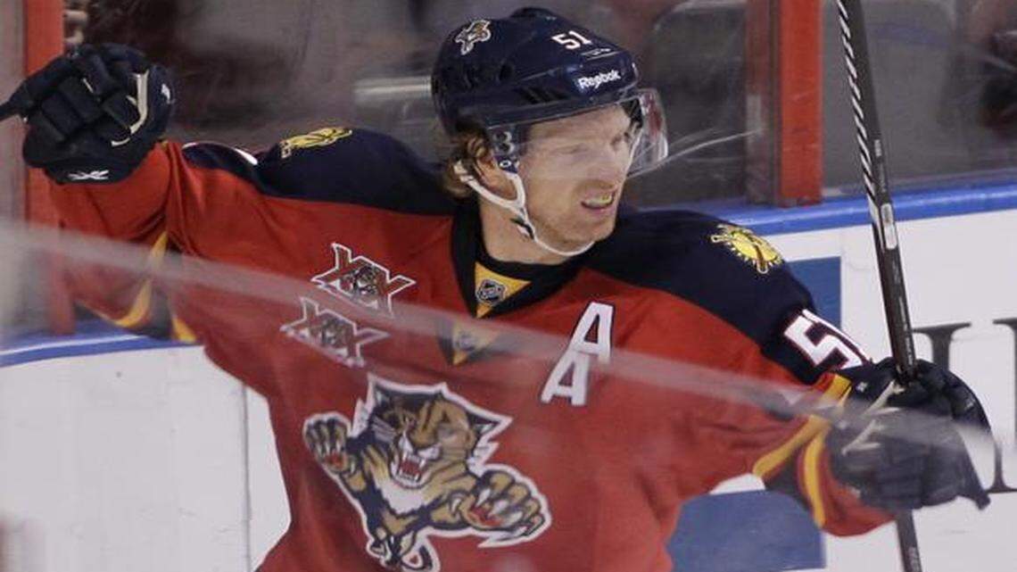 
Panthers defenseman Brian Campbell, right, played in his 300th consecutive game on Thursday against the Hurricanes.
