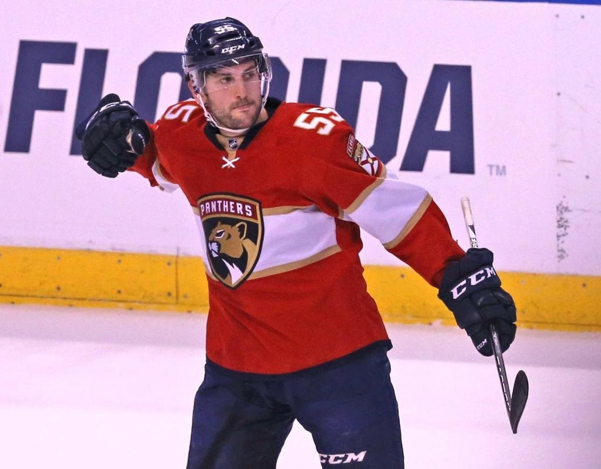 Florida defenseman Jason Demers celebrates after scoring a goal against the Montreal Canadiens on December 29.