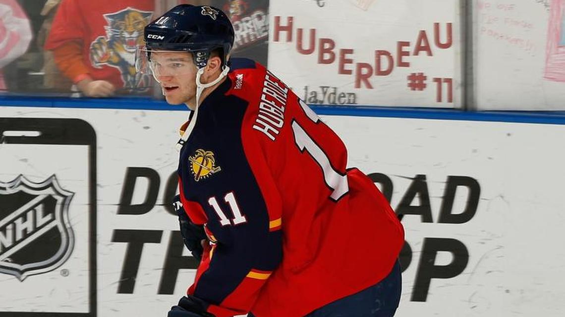 Florida winger Jonathan Huberdeau warms up before playing the visiting Tampa Bay Lightning in 2015.