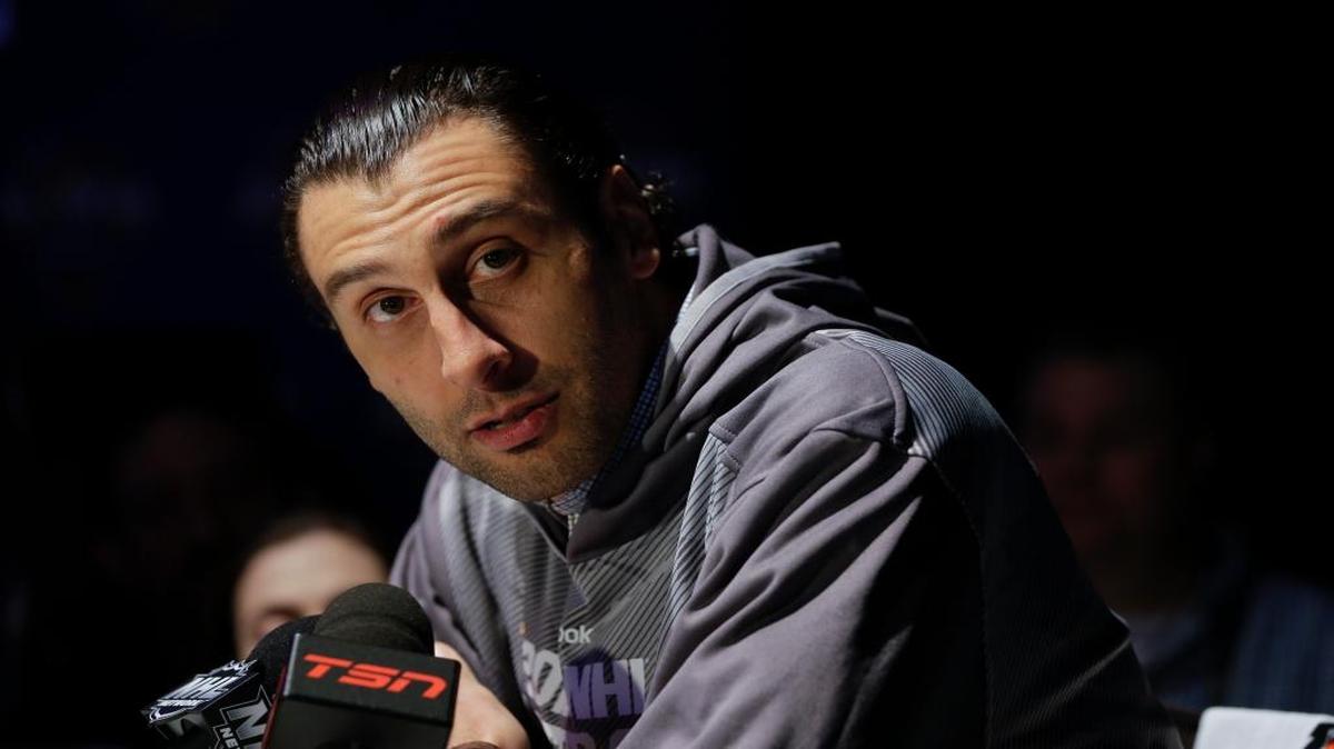 Florida Panthers' goalie Roberto Luongo answers questions during NHL hockey All-Star game media day Friday, Jan. 29, 2016, in Nashville, Tenn. The game is scheduled to be played Sunday, Jan. 31.