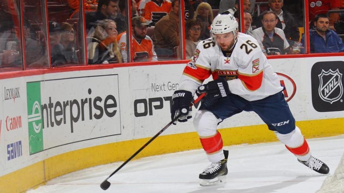 Florida Panthers’ Thomas Vanek (26) of the skates against the Philadelphia Flyers at the Wells Fargo Center on March 2, 2017, in Philadelphia.