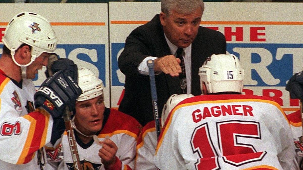Bryan Murray makes his coaching debut with the Florida Panthers at Miami Arena on Nov. 26, 1997.