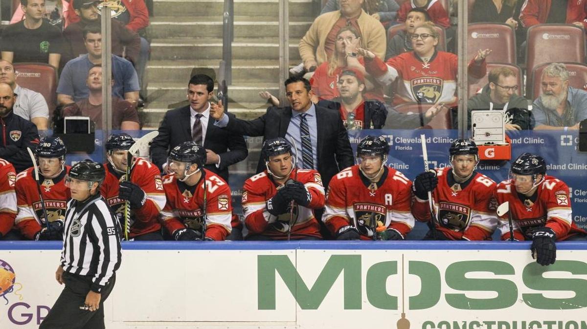 Florida Panthers coach Bob Boughner at the Panthers’ game against the Tampa Bay Lightning in Sunrise on Saturday. Boughner is the team’s third coach in less than a year.