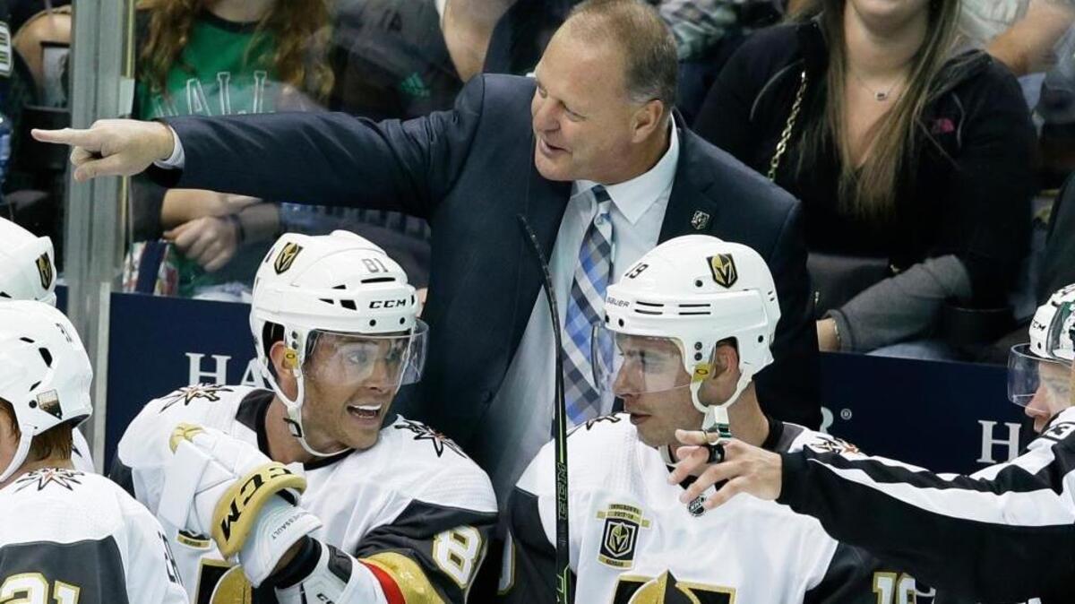 Vegas coach Gerard Gallant, center Jonathan Marchessault (81) and right wing Reilly Smith (19) are all once part of the Florida franchise.