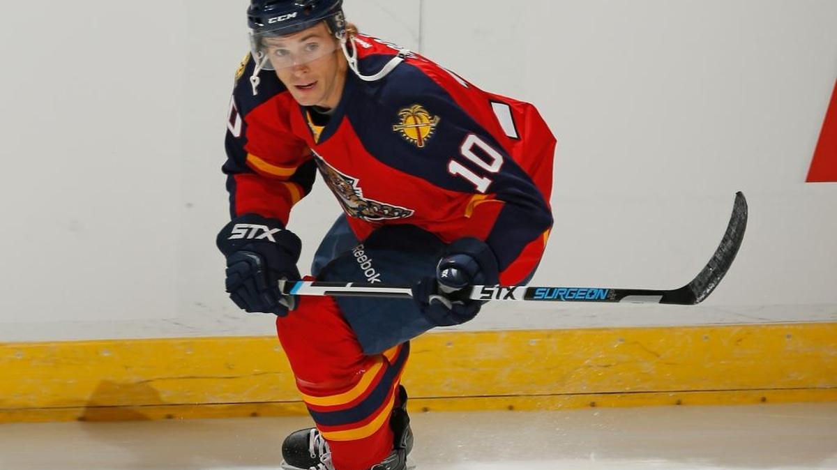 
Florida Panthers forward David Booth skates prior to a preseason game against the Dallas Stars on Tuesday, Sept. 22, 2015 in Sunrise, Fla. 
