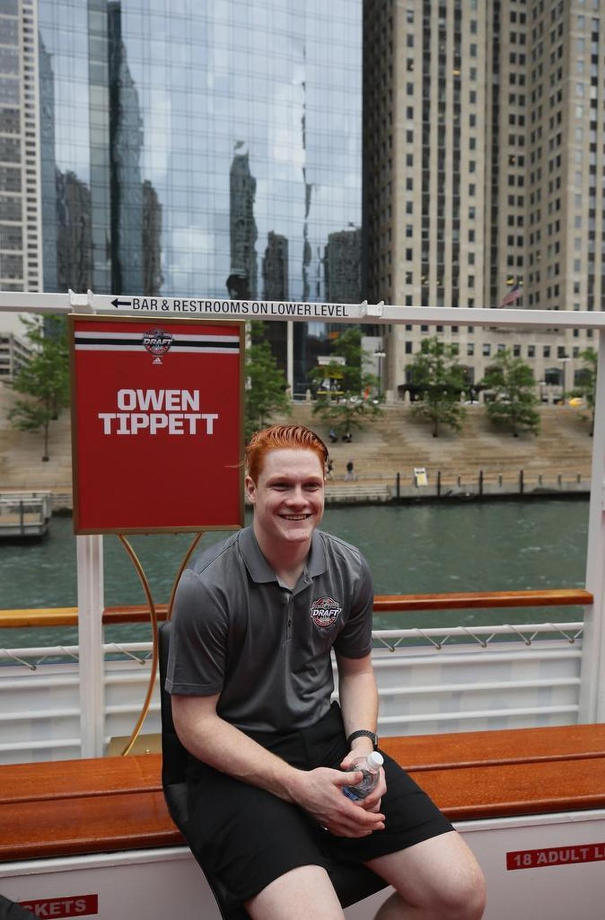 Owen Tippett enjoys a ride during the 2017 NHL Draft on the Bright Star Boat on the Chicago River on June 22, 2017.