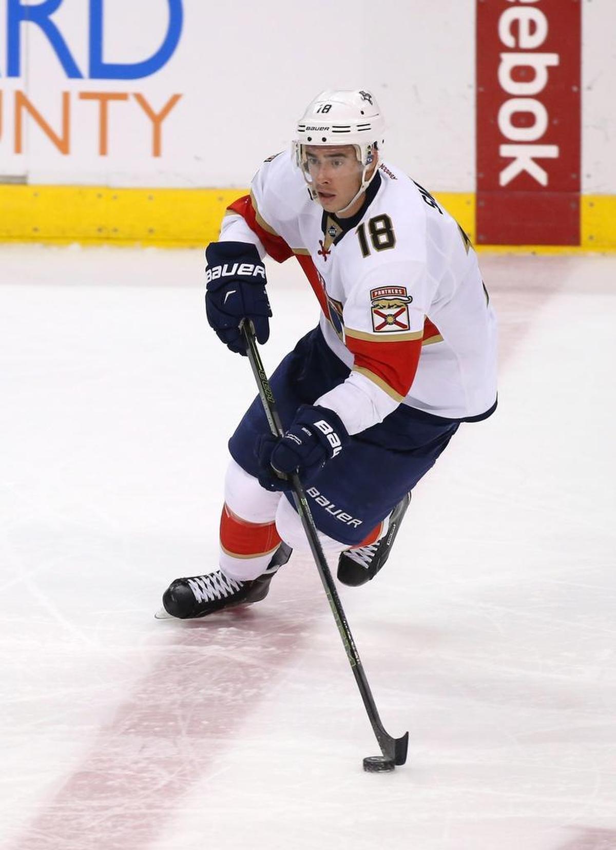 Former Florida Panthers winger Reilly Smith pictured on February 9, 2017. Smith was traded to the expansion Vegas Golden Knights on Wednesday.