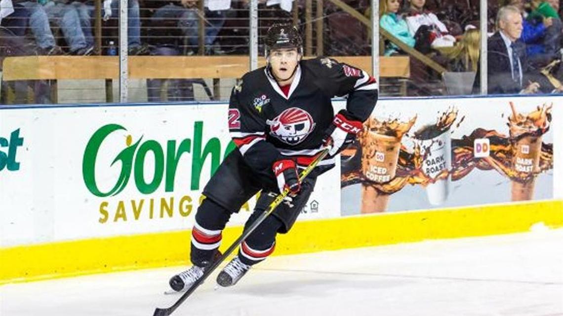 MacKenzie Weegar brings up the puck for the Florida Panthers’ AHL Portland Pirates last season.