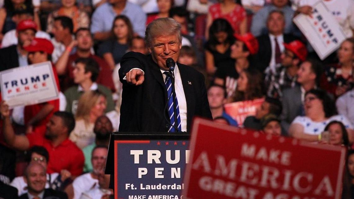 Donald Trump holds rally at the BB&T Center in Sunrise on August 10, 2016.