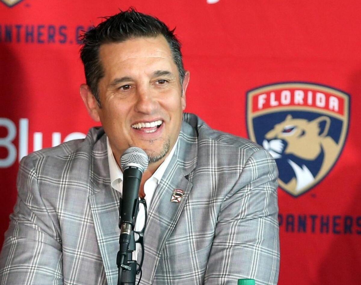 New Florida Panthers coach Bob Boughner talks to the media on June 12, 2017, at the BB&T Center in Sunrise, Fla.
