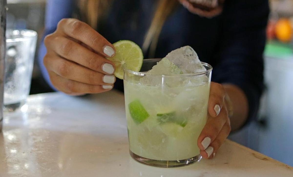 A caipirinha is served at Bulla, a bar in Coral Gables, Florida, on May 10, 2016. You can get one on Copacabana Beach in Rio de Janeiro during the Olympics (with an umbrella) for $6.