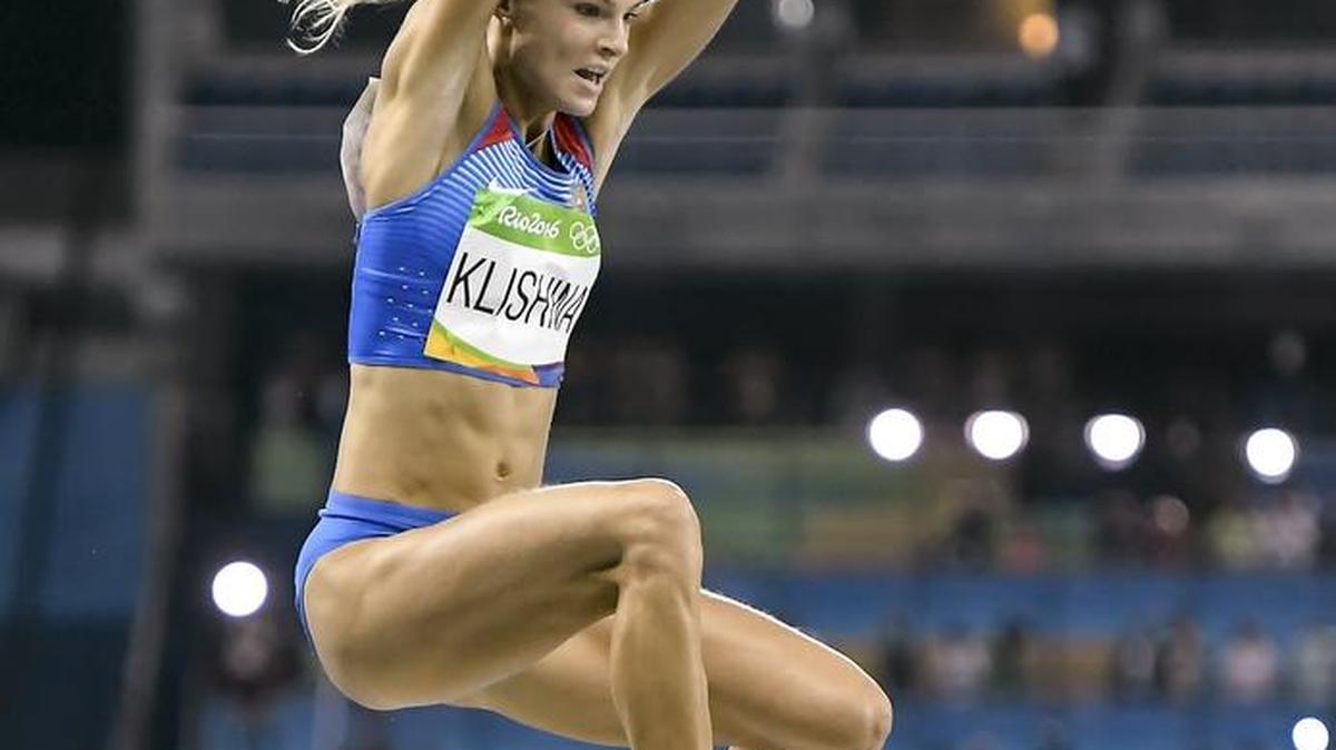 Darya Klishina of Russia competes in the women’s long jump qualifying round Tuesday at the Summer Olympics in Rio de Janeiro, Brazil. She failed to win a medal in Wednesday’s final.