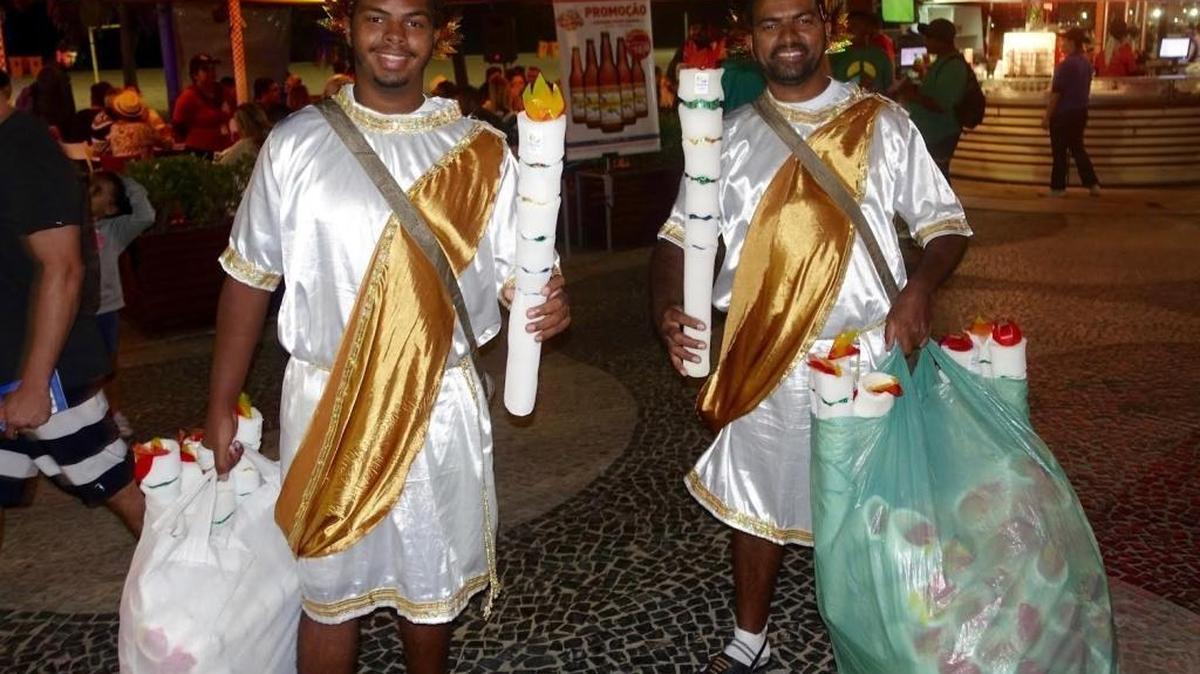 These guys were selling ‘Olympic torches’ on Copacabana Beach.