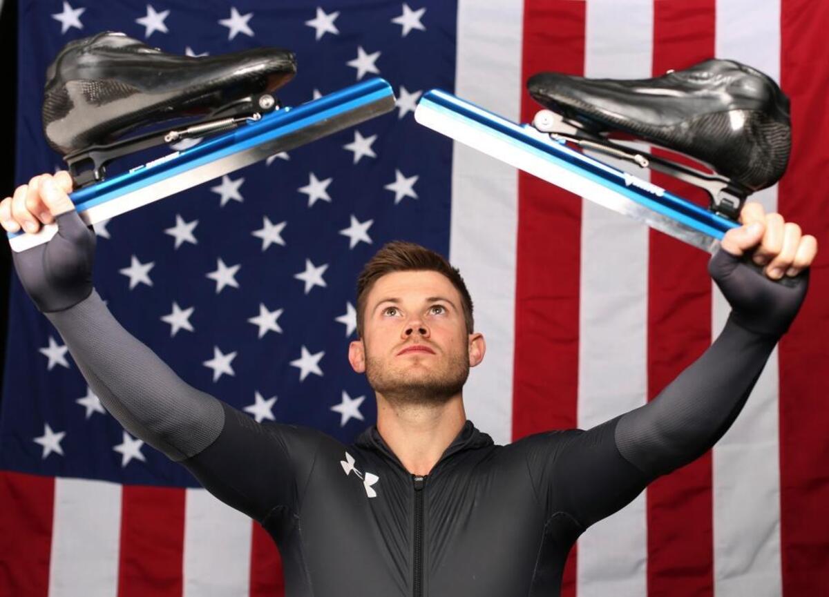 U.S. Olympic Winter Games long track speedskating hopeful Joey Mantia poses for a portrait at the 2017 Team USA media summit in Park City, Utah. The mass start is everything traditional Olympic long track speed skating is not. ‘That is why it is so exciting,’ said reigning world champion Mantia, already relishing the thought of lining up for the final in the new event.