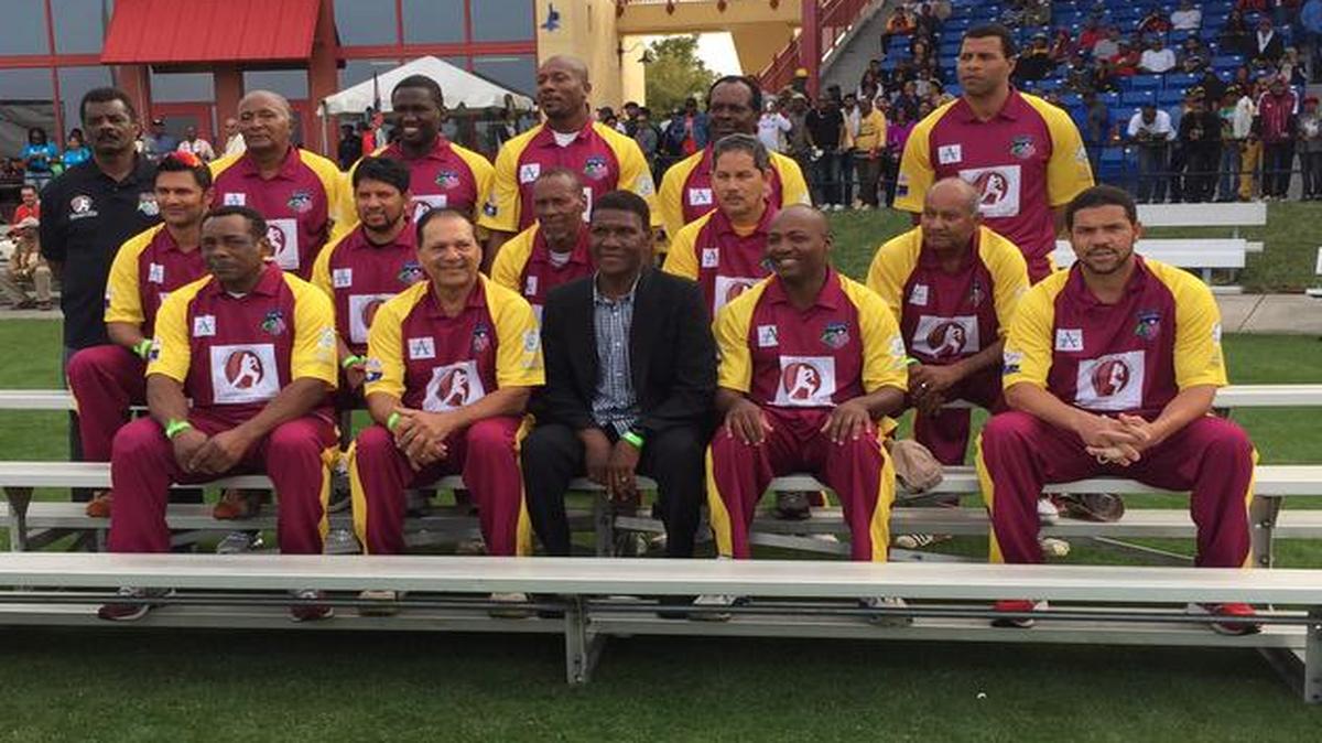 
The West Indies Legends cricket team is shown at Central Broward Regional Park on Sunday, Jan. 25, 2015. Front row (from left): Gordon Greenidge, Faoud Bacchus, Lawrence Rowe, Brian Lara, Ricardo Powell. Middle row: Daren Ganga, Ramnaresh Sarwan, Carlisle Best, Larry Gomes, Alvin Kallicharran. Back row: Albert Padmore, Andy Roberts, Wavell Hinds, Nixon McLean, Collis King, Merv Dillon.
