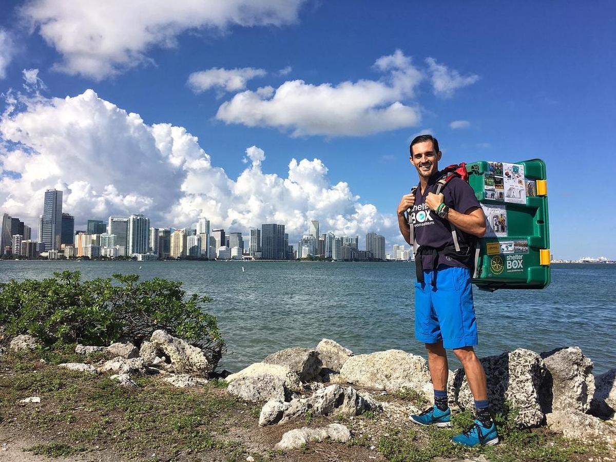 Steven Tonkinson ran the 2016 Miami Marathon with a ShelterBox strapped to his back. He serves on the board of the disaster-relief charity. He’ll run the race for the 20th time on Sunday (without a box).