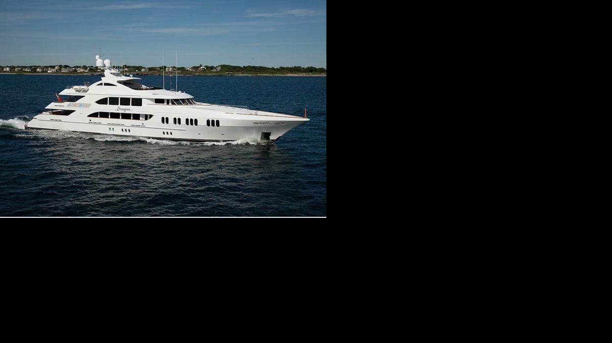 
IMAGINE, one of the largest yachts on display at the Miami Yacht & Brokerage Show, can get you pretty much anywhere for a cool $27 million.
