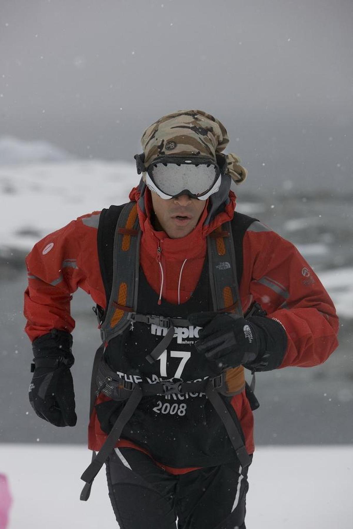 Dean Karnazes, known as ‘Ultramarathon Man,’ is shown here running in Antarctica, where temperatures dipped to minus-42. On Sunday, Jan. 28, 2018, he will run in his first Fitbit Miami Marathon.