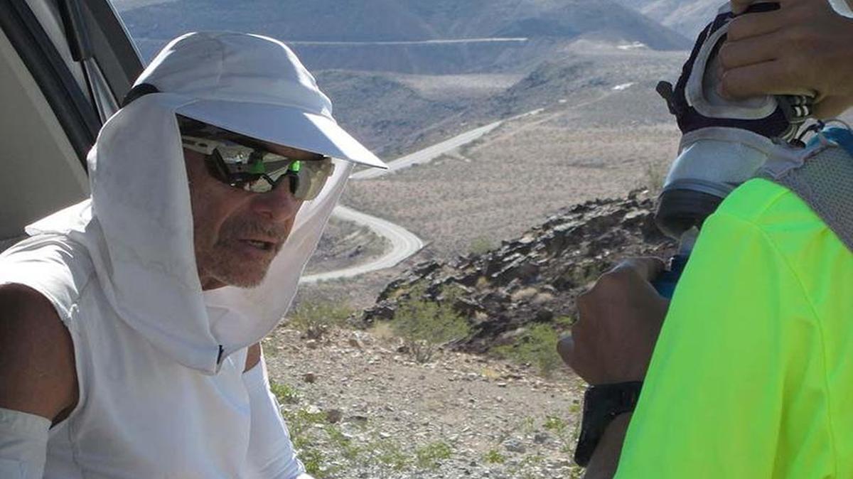 
Fort Lauderdale’s Bob Becker rests a bit during his 292-mile journey in California.
