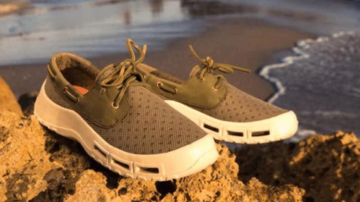 According to the SoftScience website, the Fin lace-up water shoe has a self-draining system and a mesh upper, and is ideal for fishing and boating enthusiasts, surfers and beachcombers.