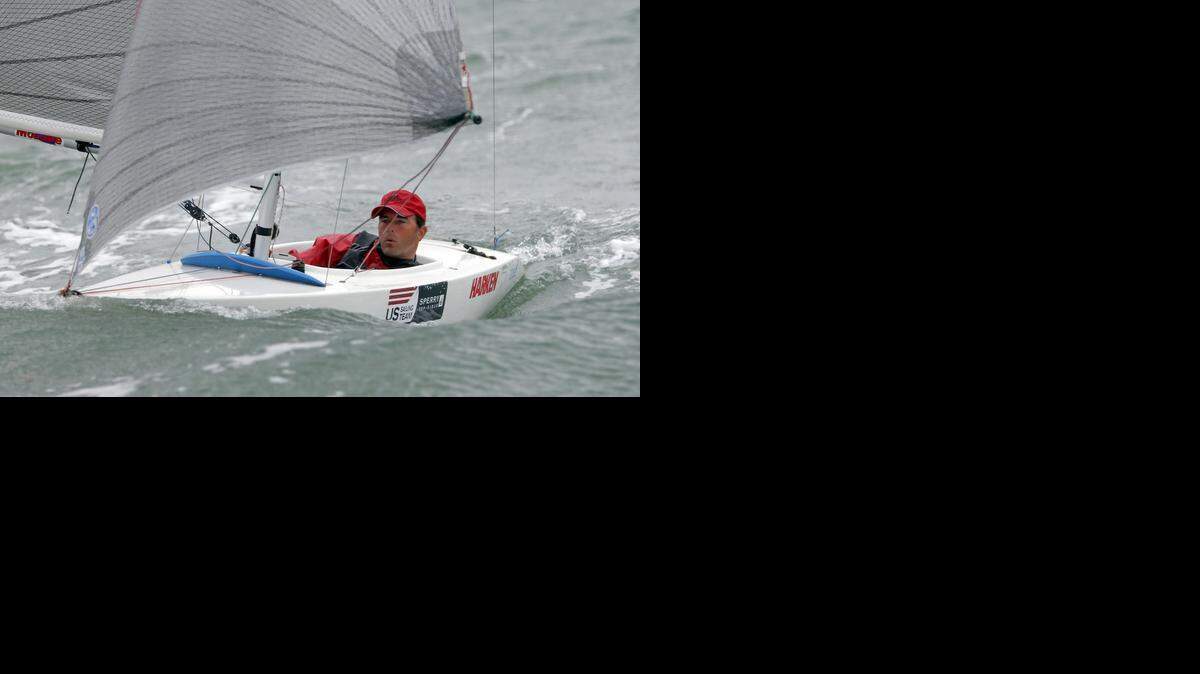 
Daniel Evans of Miami training in rough seas in his 2.4-meter sailboat at the U.S. Sailing Center in Coconut Grove. 
