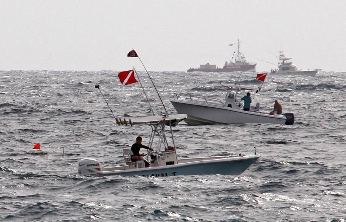 Boaters sometimes have to brave choppy waters to dive for lobsters during the Florida lobster mini-season.