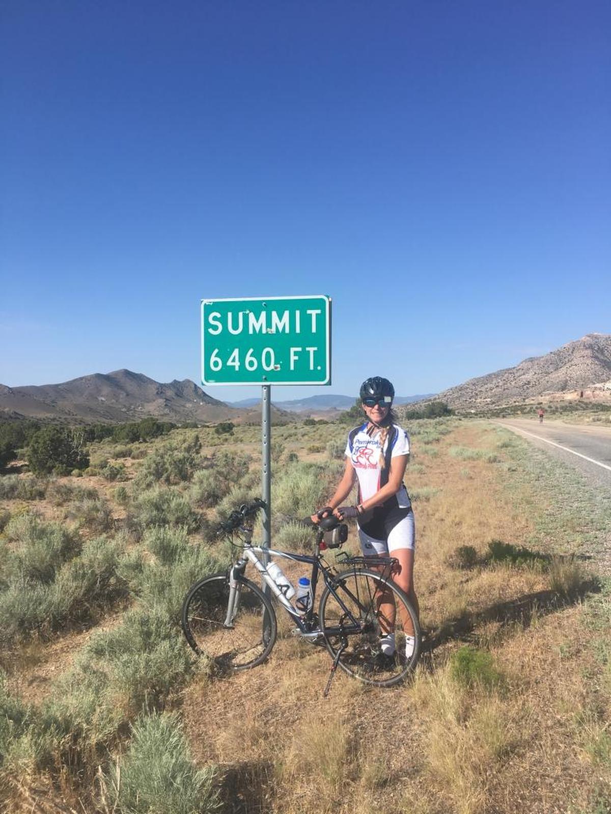 Julie Brito biked to the top of the first of 16 total mountains during Bike The US for MS.