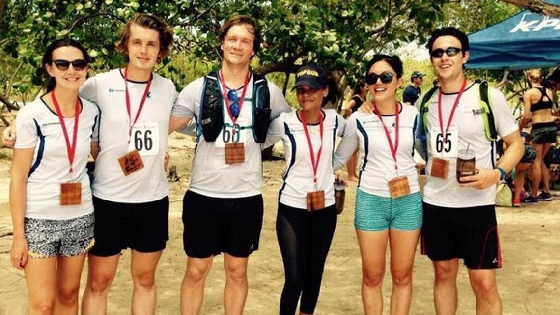 Members of the 54 Strong running group representing the British Virgin Islands pose with their medals after a recent race. From left to right: Anton Goldstein, Marcus Hallan, Andrew Chen, Tameka Davis, Jasmine Wong, Matthew Hallan. A contingent from the running group will run in the Fitbit Miami Marathon and Half Marathon on Sunday, Jan. 28, 2018, to raise funds and awareness of the devastation to the islands brought by Hurricane Irma.