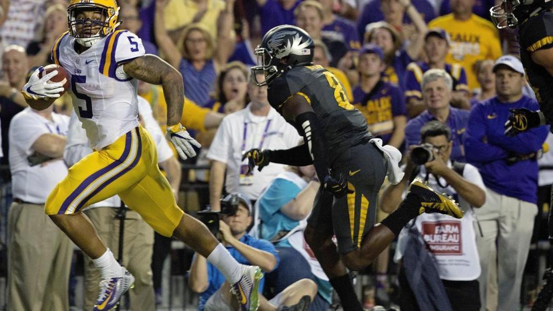 LSU running back Derrius Guice has caught the eyes of the Miami Dolphins.