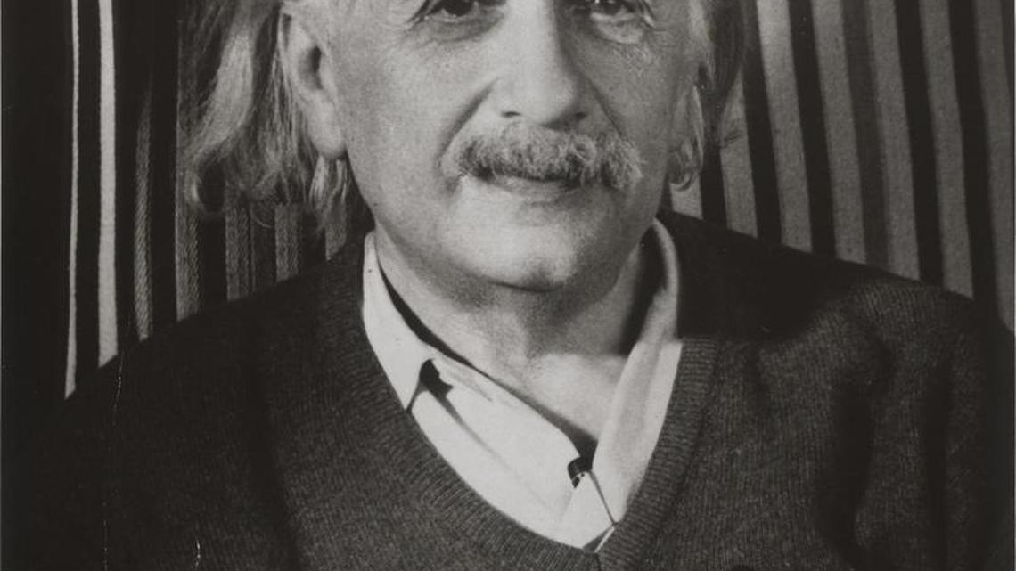 Albert Einstein poses for a photograph shortly before his 70th birthday at home in Princeton, N.J., in 1949. He was very smart.