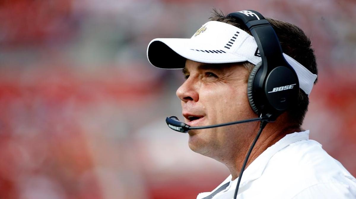 New Orleans Saints head coach Sean Payton during the first quarter of an NFL football game against the Tampa Bay Buccaneers Sunday, Dec. 13, 2015, in Tampa, Fla.