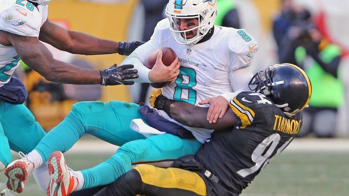Miami Dolphins quarterback Matt Moore has been impressed with new teammate Lawrence Timmons, who he got acquainted with in the playoffs last season.
