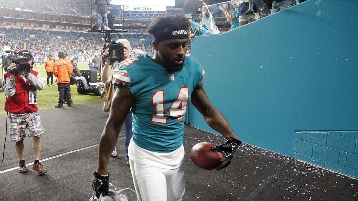 Miami Dolphins wide receiver Jarvis Landry leaves after being ejected from what could be his final game with the Miami Dolphins.