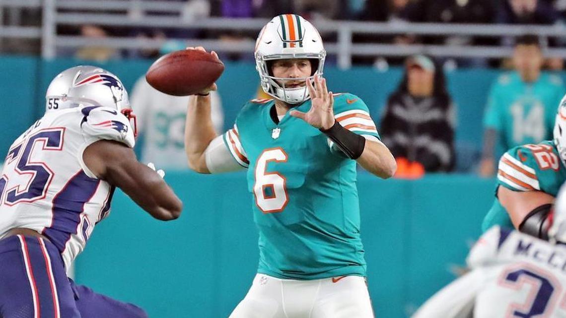 Miami Dolphins quarterback Jay Cutler threw three touchdown passes against New England on Monday night.
