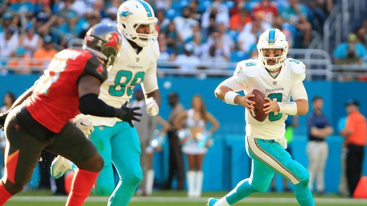 Miami Dolphins quarterback Matt Moore played against Tampa Bay once Jay Cutler left the game with a concussion.
