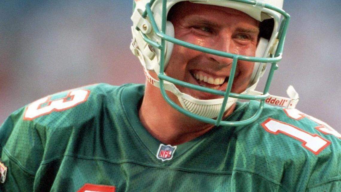 Dan Marino smiles during an exhibition game against the Jacksonville Jaguars in 1995 at Joe Robbie Stadium in Miami.