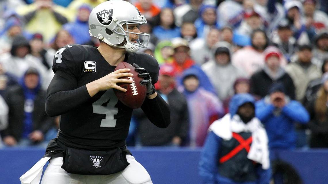 Las Vegas Raiders quarterback Derek Carr wins Week 7 honors and climbs from ninth to fourth place overall in the Miami Herald’s NFL quarterback rankings.