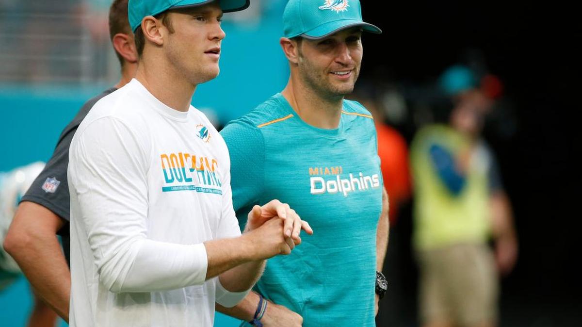 When quarterback Ryan Tannehill, left, went down with a knee injury, coach Adam Gase lured former Bears quarterback Jay Cutler, right, out of retirement to be the starter. Cutler comes with a mixed reputation as a gunslinger but polarizing leader.