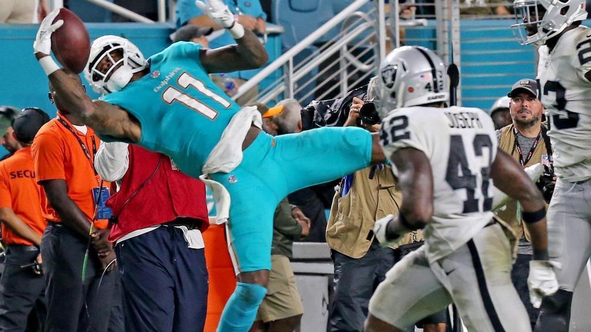 Miami Dolphins Devante Parker was one of the Dolphins bright spots Sunday night.