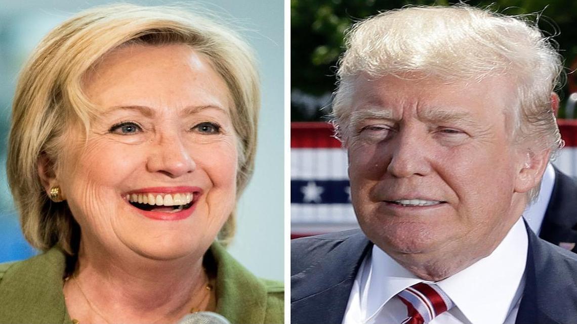 Democratic presidential candidate Hillary Clinton and Republican presidential candidate Donald Trump in 2016 photos.
