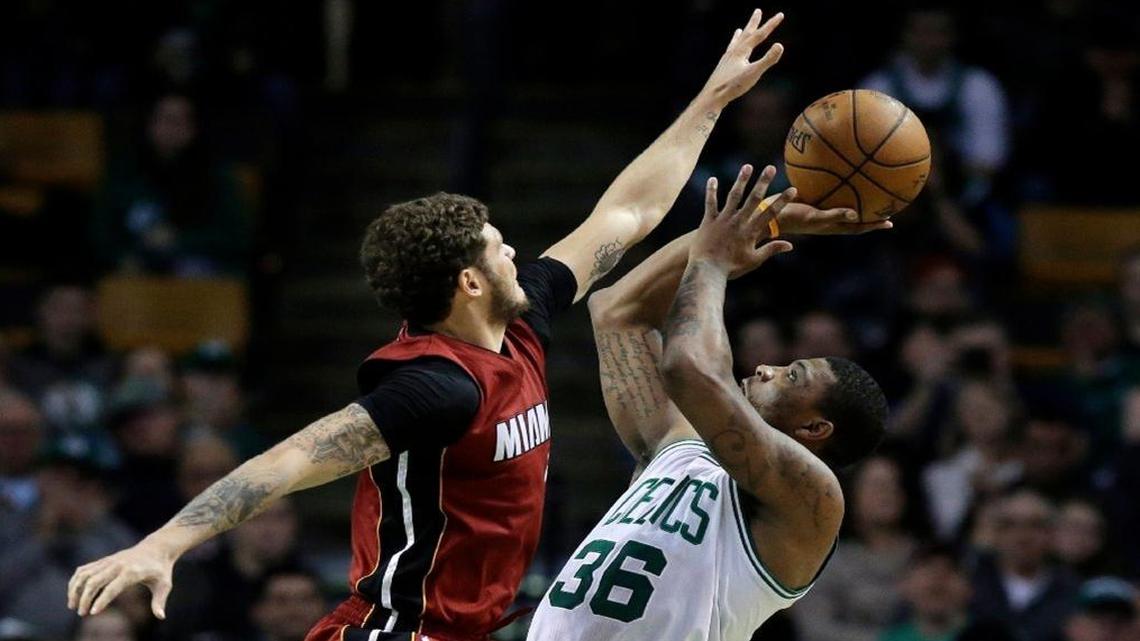 Tyler Johnson defends a shot.