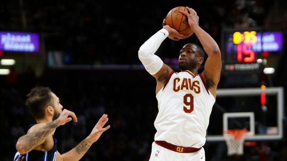 Cleveland guard Dwyane Wade, who played against his former Heat team on Wednesday, pulls up for a jumper against the Orlando Magic in a Jan. 18 game.
