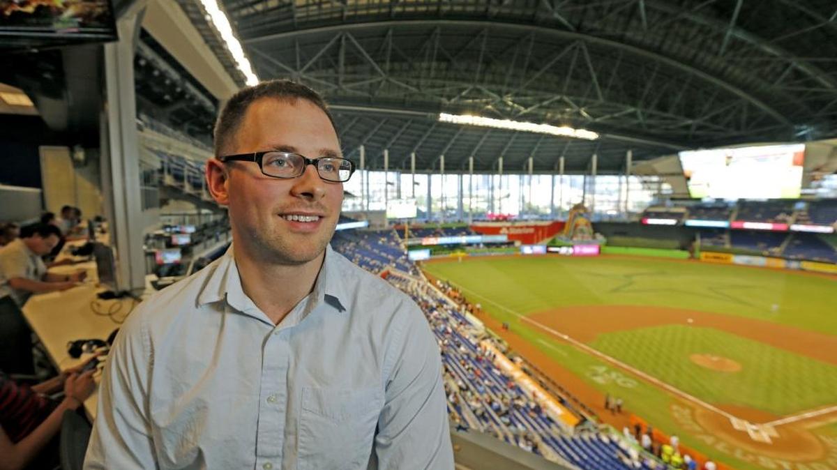 Jason Pare, the Marlins analytics director, at Marlins Park as the Miami Marlins get set to play the Los Angeles Dodgers on Saturday, July 15, 2017.
