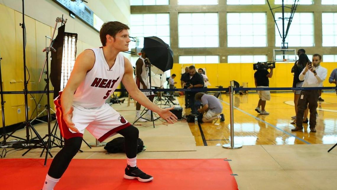 Miami Heat forward Luke Babbitt is among the three-point shooters available to coach Erik Spoelstra.