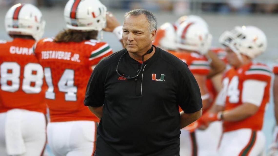 Miami Hurricanes head coach Mark Richt before the start of the game as the University of Miami takes on the West Virginia Mountaineers at the Russell Athletic Bowl in Orlando Wed., Dec. 28, 2016.